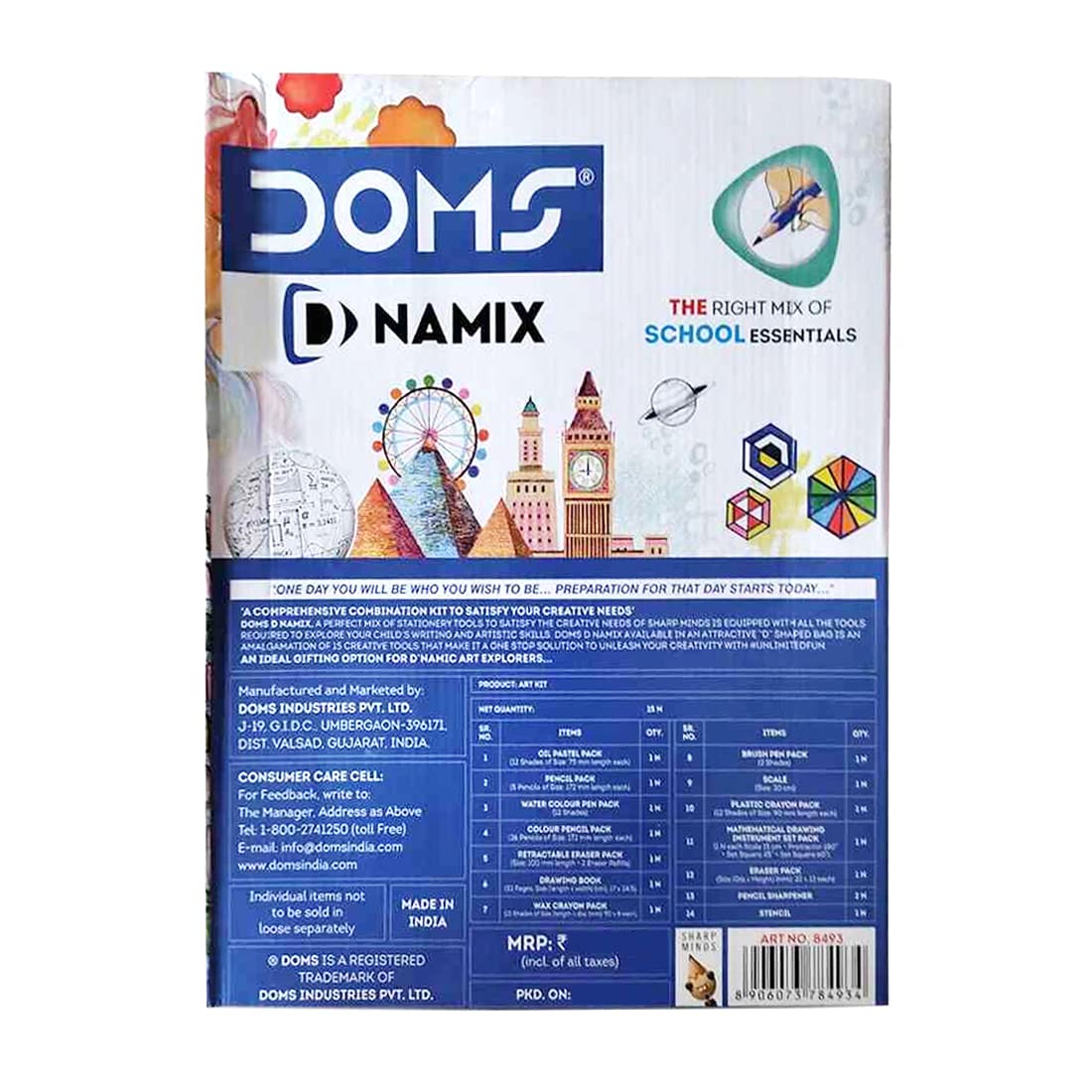 Doms D Namix Smart Kit | Stationery Kit Ideal For Gifting | Comprehensive Combination Smart Kit For Your Creative Need | Contain 15 Essentials Items | Pack of 1