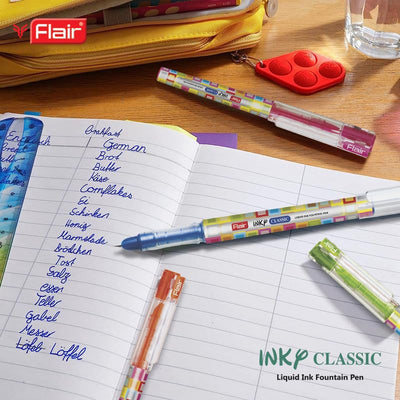 Flair Inky Series Classic Liquid Ink Fountain Pen Blister Pack - Blue Ink