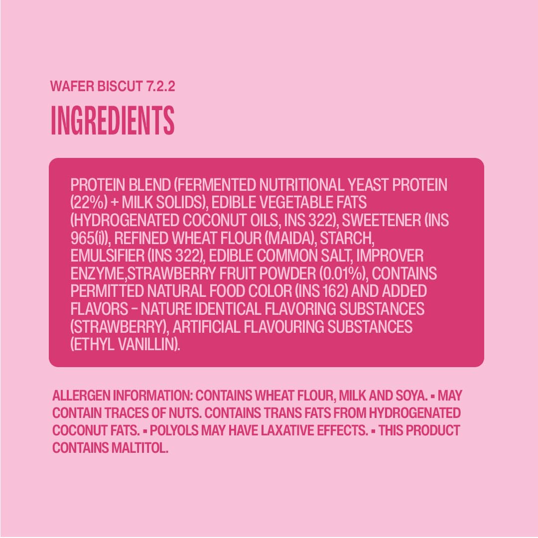 Superyou Strawberry Protein Wafer Bars (Pack Of 10)|10 Gram Protein, 3 Gram Fiber, No Added Sugar|Yeast Fermented Protein|Energy Bars|Crunchy Wafer Bar|100% Vegetarian|No Palm Oil|400 Gram