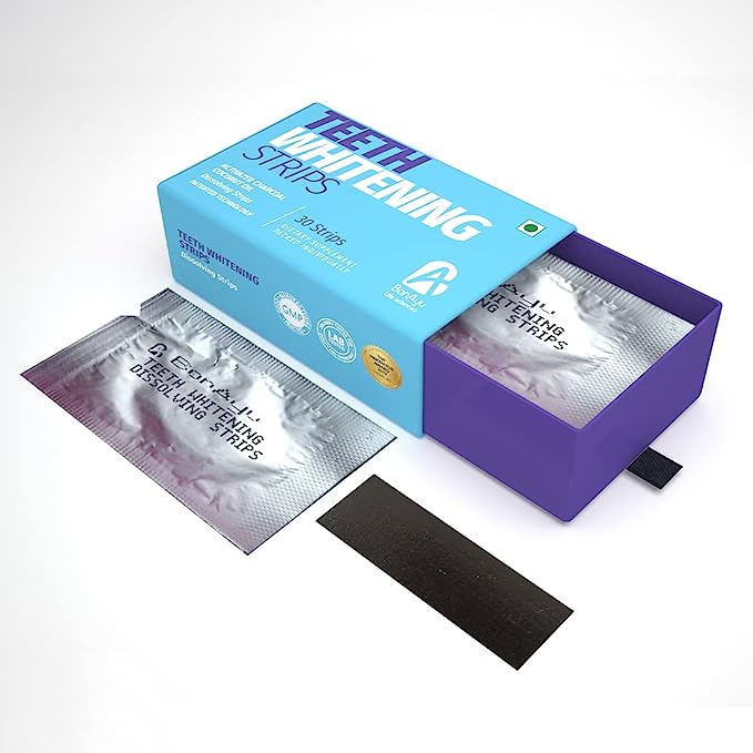 BonAyu Teeth Whitening 30 Strips With Activated Charcoal And Coconut Oil For Men And Women,Pure Veg, All Natural (30 Strips)