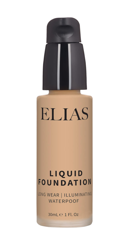 ELIAS Liquid Foundation - 30 ml Water Resistant Lasts Up to 10 Hrs Super Matte Almond Meduim,Golden Undertone Full Coverage Long Wear Illuminating (Darkest)