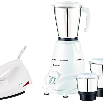 Bajaj Majesty DX 1000W Mixer Grinder and Dry Iron - White (Indian Plug)