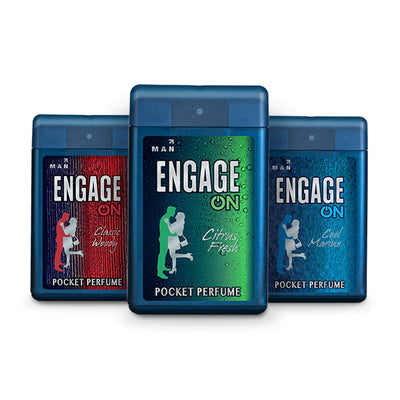 Engage ON Cool Marine Pocket Perfume For Men, Citrus & Fresh Fragrance Scent, Skin Friendly Perfume for Men Long Lasting Smell, 18 / 17 ml