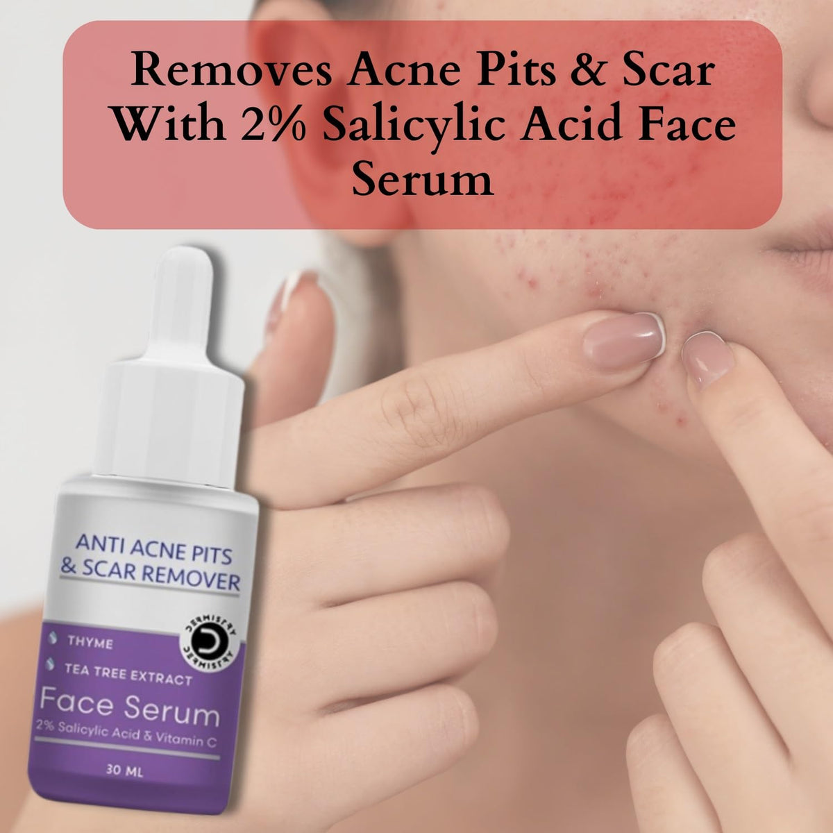 Dermistry 2% Salicylic Acid Niacinamide Anti Acne Face Serum For Pimples Blemishes Oily Acne Prone Skin-30ml