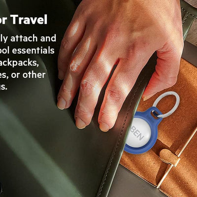 Belkin AirTag Case Secure Holder with Key Chain for Apple Air Tag Protective Cover with Advance Scratch Resistance - Blue Colour (F8W973)