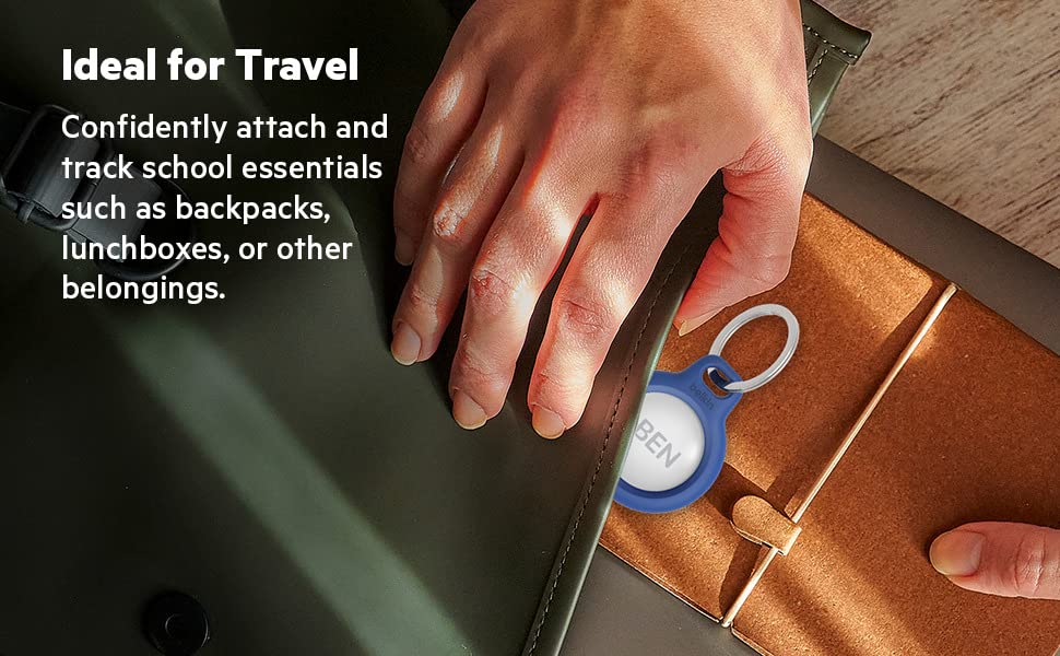 Belkin AirTag Case Secure Holder with Key Chain for Apple Air Tag Protective Cover with Advance Scratch Resistance - Blue Colour (F8W973)