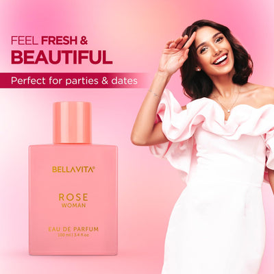 Bella Vita Luxury Rose Woman Eau De Parfum Perfume for Women with Black Currant, Vanilla, Jasmine|Floral & Sweet EDP Long Lasting Fragrance Scent 100 ML