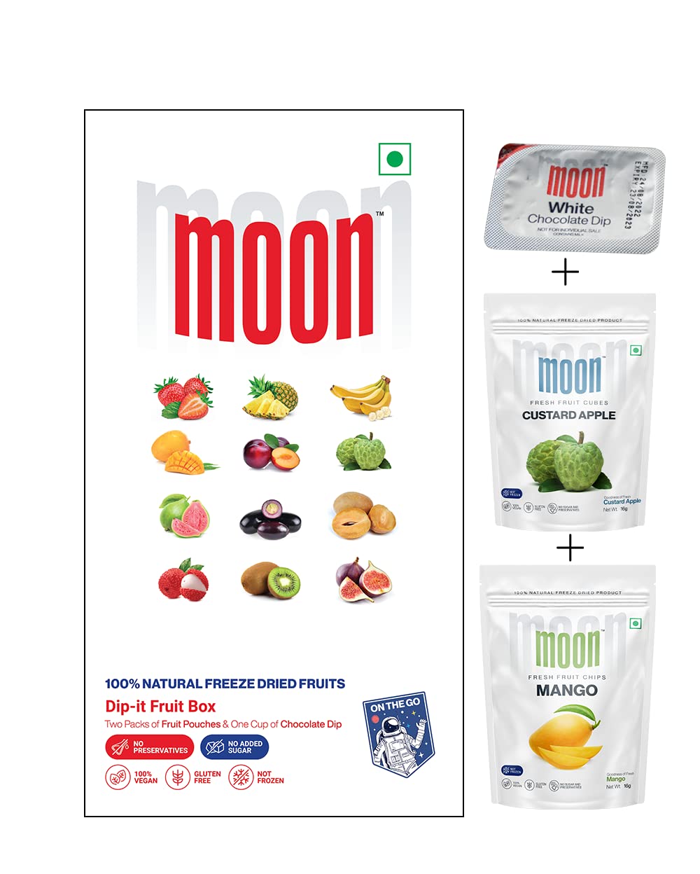 Moon Third Quarter Fruit Box (Custard Apple & Mango Slice) Combo | No Preservatives, No Added Sugar, Healthy Dried Fruit | 100% Natural, Vegan, Gluten Free Snack for Kids and Adults