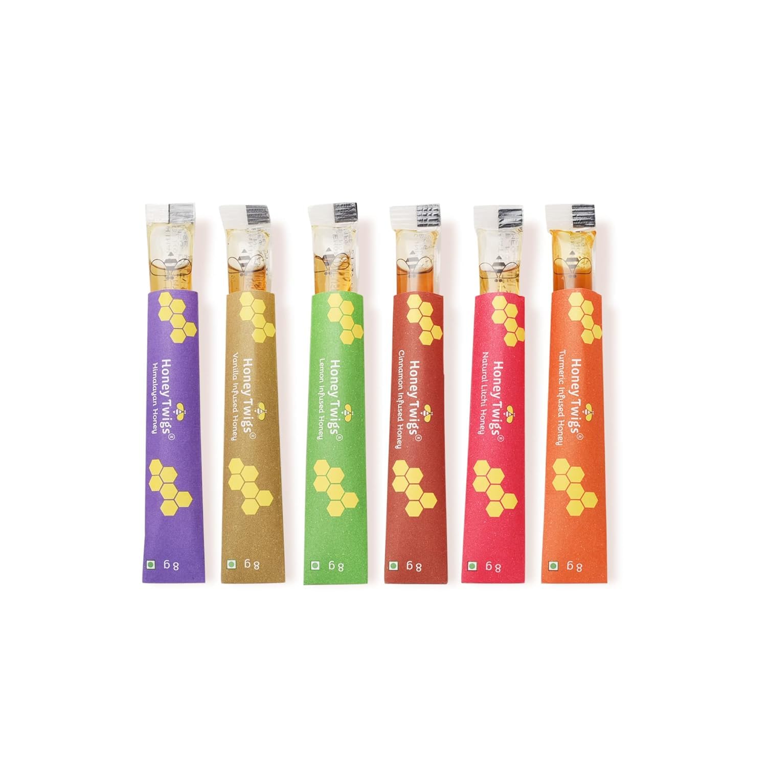 Honey Twigs Tasterz Honey Combo Pack Himalayan Multiflora, Natural Litchi, Cinnamon, Vanilla, Lemon and Turmeric Infused Honey : 3 Sachets x 6 flavors | 100% Natural & Traceable Source No Added Sugar
