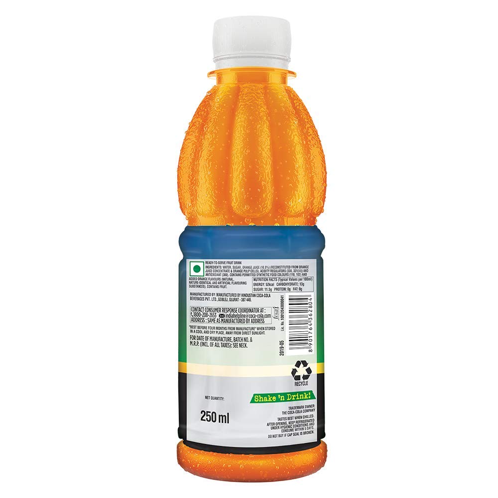 30X Minute Maid Pulpy Orange Juice, 250ml each - Pack of 30