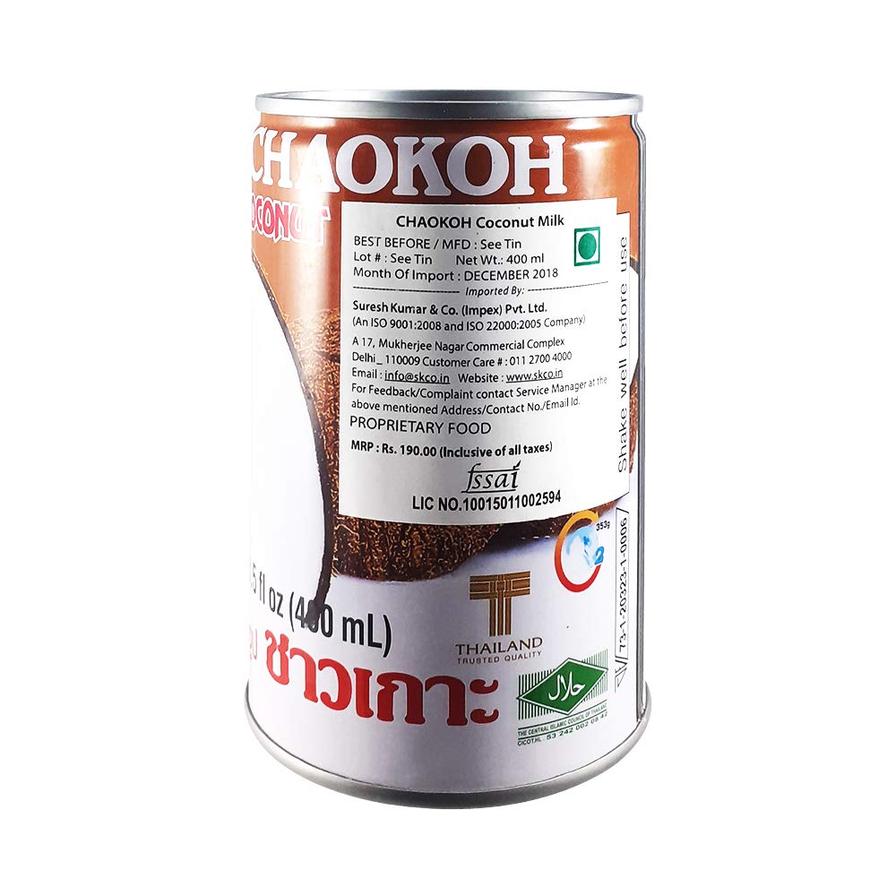 Chaokoh Coconut Milk, 400ml, Pack of 2