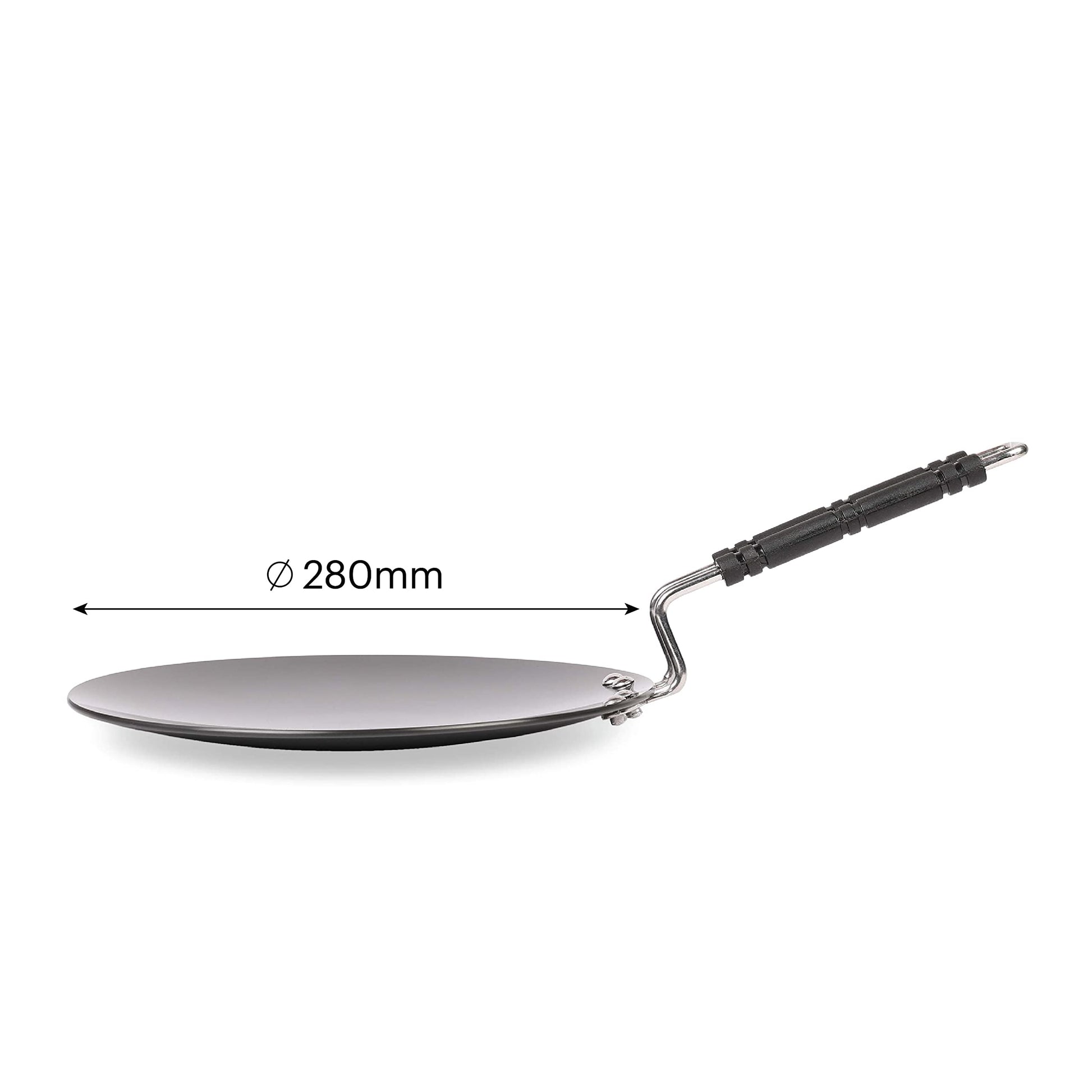 Cello Hard Anodized Aluminium Concave/Paratha/Roti Tawa (28cm), Black (3MM Thickness)