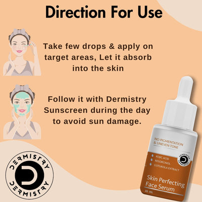 Dermistry 2% Kojic Acid Pigmentation Dark Spots Tan Removal Face Serum, Skin Lightening Brightening Glowing Fairness Glow Men Women, Removes Melasma Blemishes Acne Marks Uneven Tone Tanning