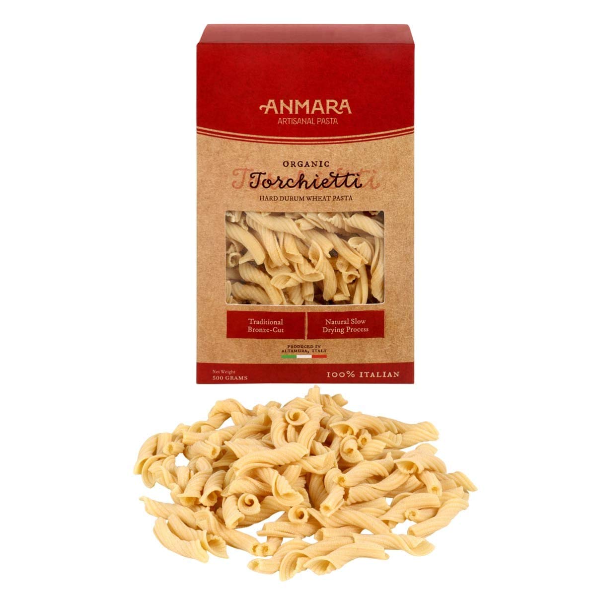 Anmara Artisanal Pasta, Organic Torchietti, Hard Durum Wheat, 500 g