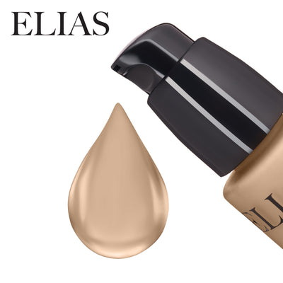 ELIAS Liquid Foundation - 30 ml Water Resistant Lasts Up to 10 Hrs Super Matte Almond Meduim,Golden Undertone Full Coverage Long Wear Illuminating (Darkest)