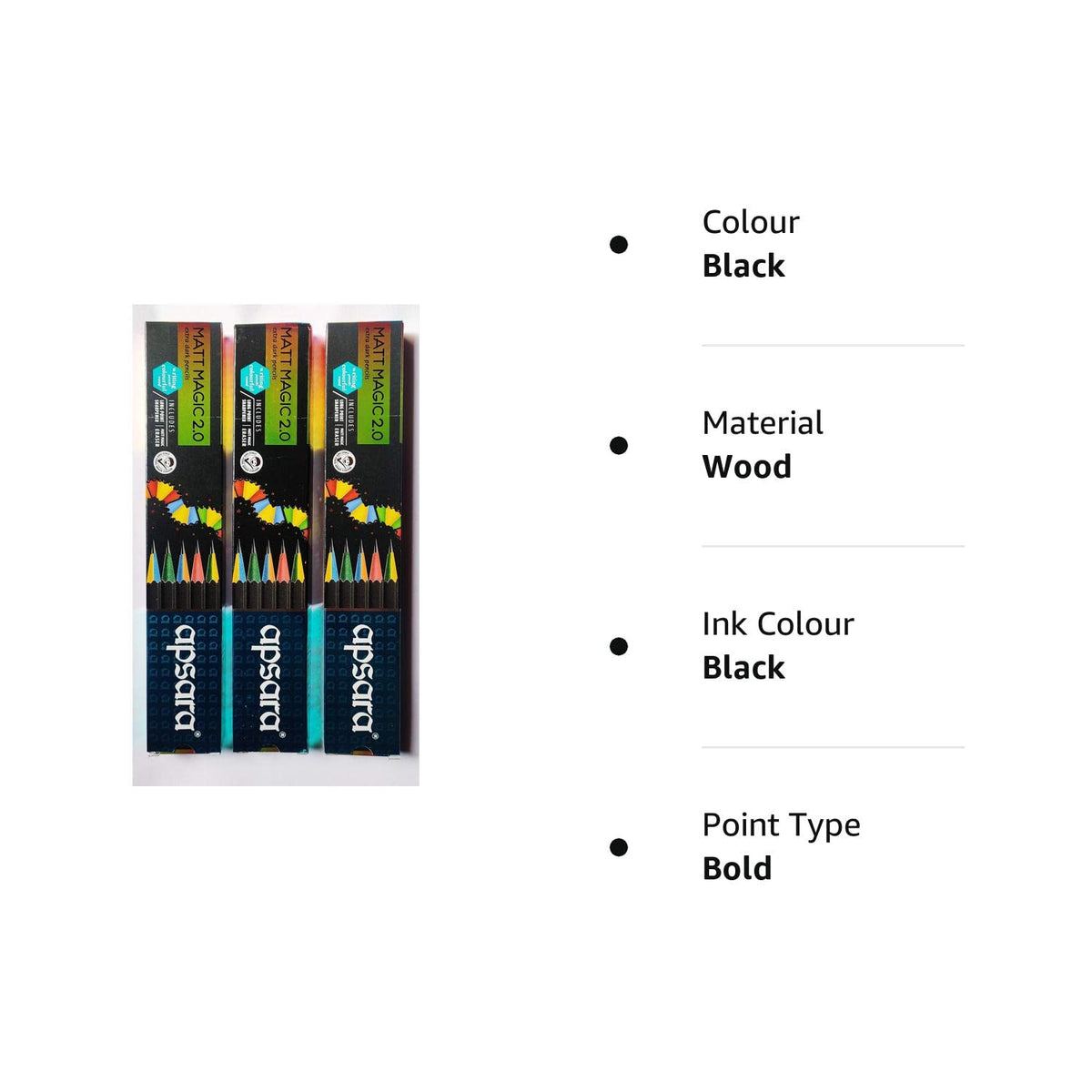 Apsara Matt Magic Extra Dark Pencils - Pack Of 3