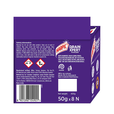 Harpic Drain Xpert Drain Cleaner Powder (50g x 8)