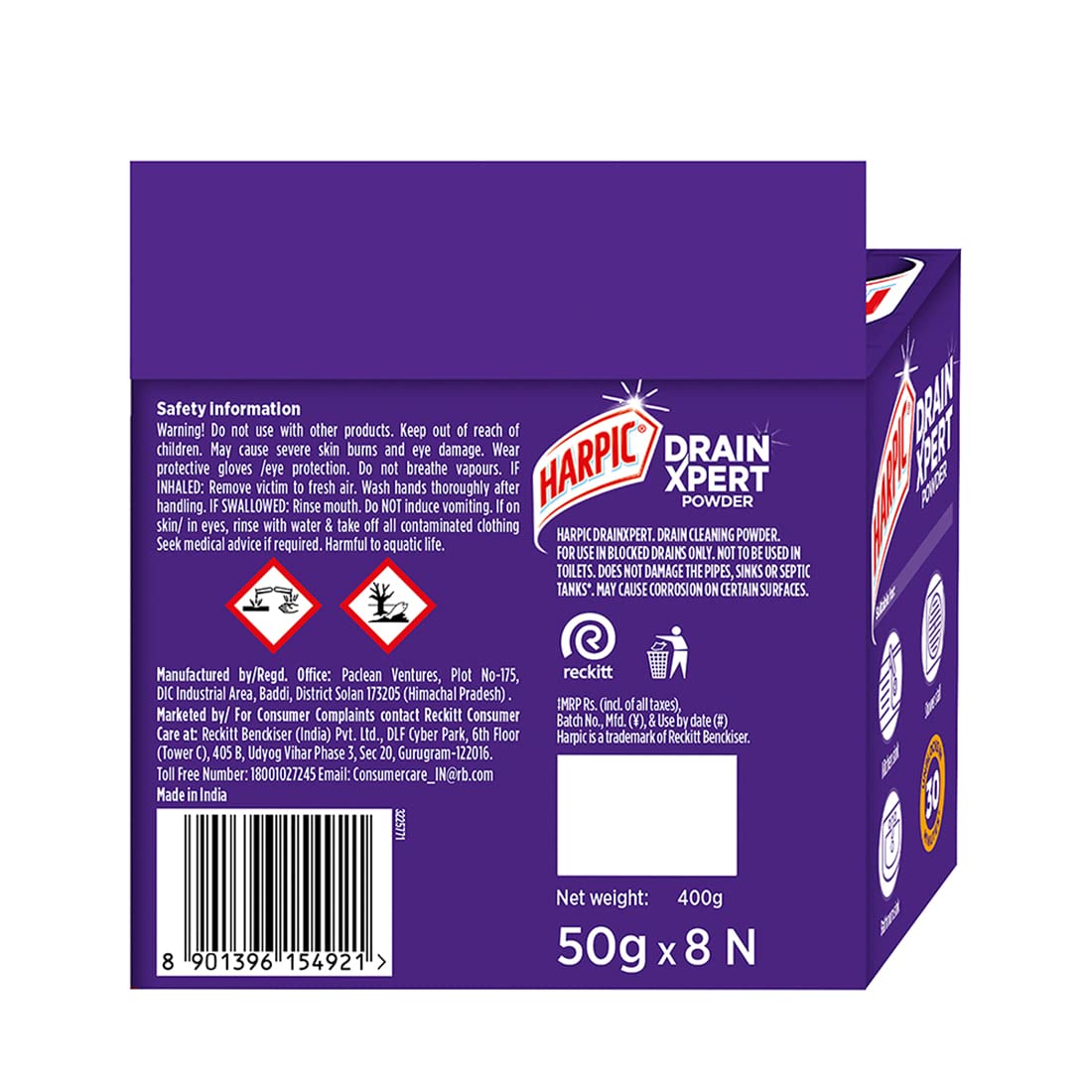 Harpic Drain Xpert Drain Cleaner Powder (50g x 8)