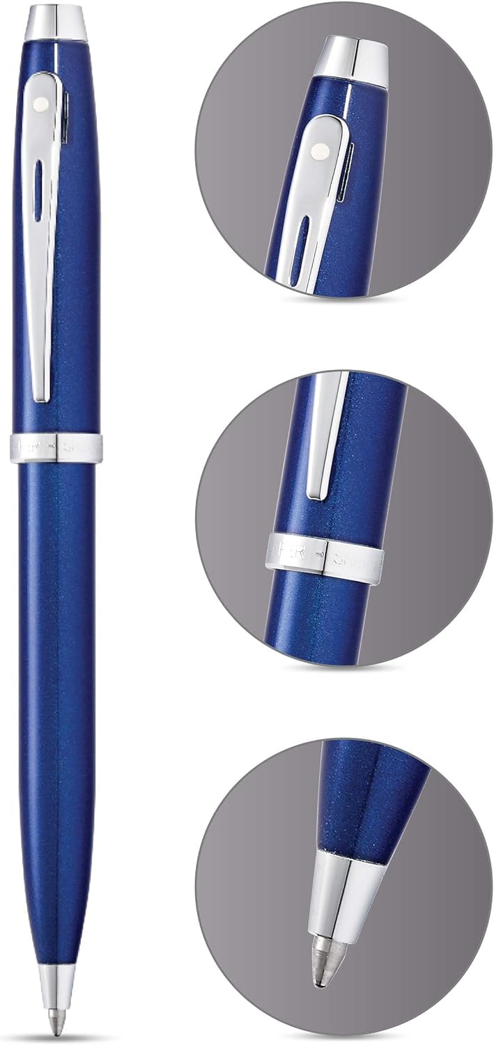 Sheaffer Gift 100 Glossy Blue Ballpoint Pen with Chrome Trim | Signature Ball Pen