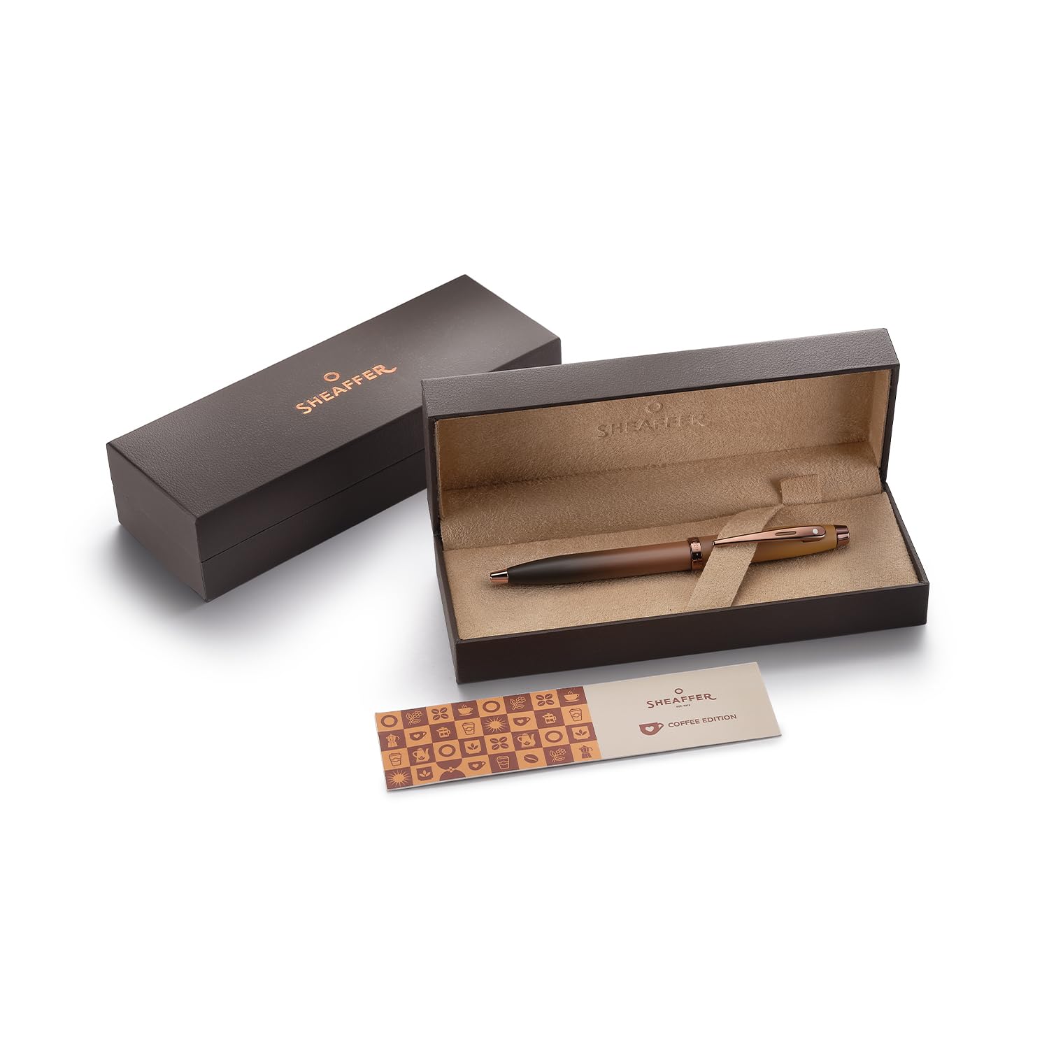 Sheaffer Gift 100 9374 Coffee Edition Matt Brown with Regal Brown PVD Trims Ballpoint Pen | Coffee Brown Ball Pen | Signature Ball pen