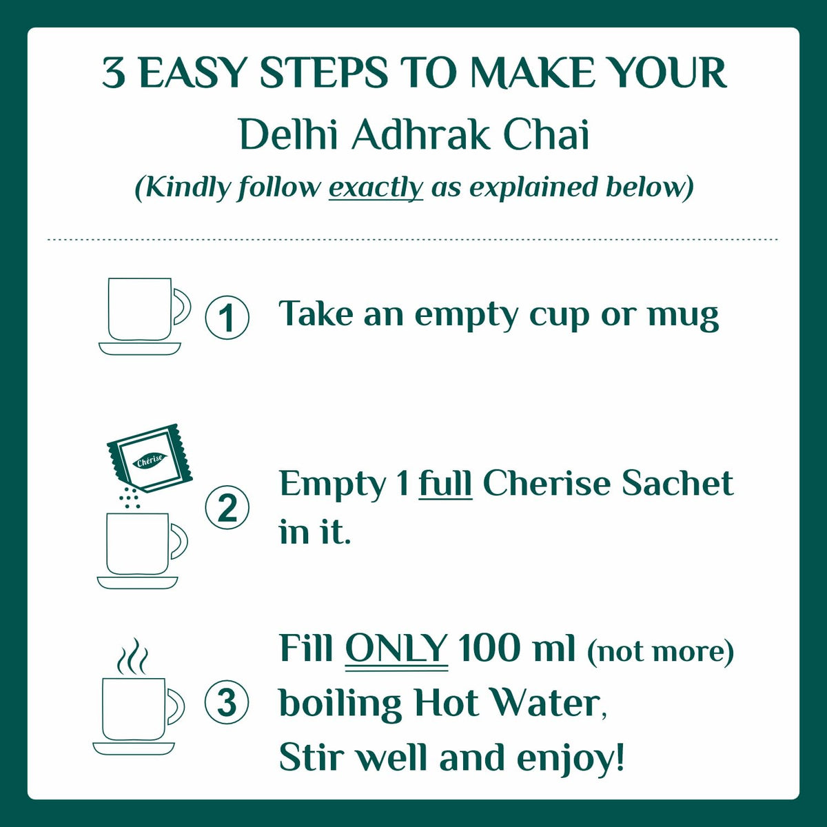Cherise Tapri Premium Delhi Adhrak Chai, Instant Tea Premix (23 g x 7 Sachets)