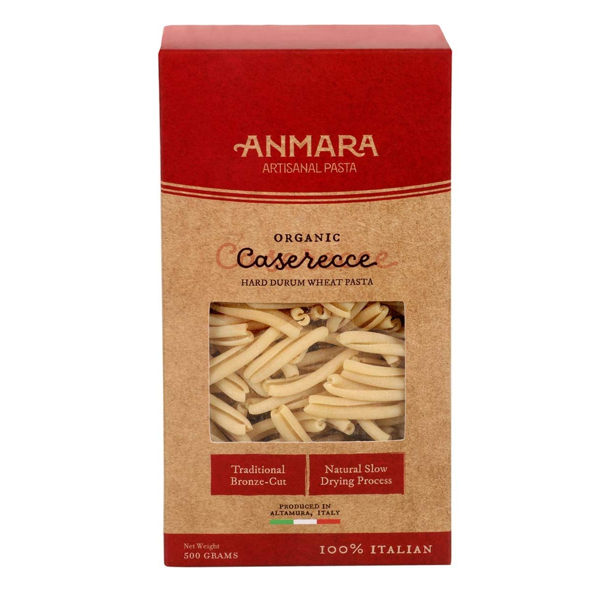 Anmara Artisanal Pasta, Organic Caserecce, Hard Durum Wheat, 500 g