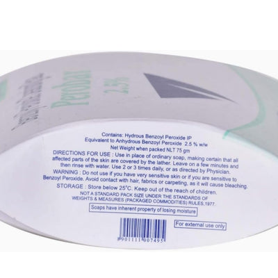 4x Perobar 2.5% Benzoyl Peroxide Cleansing Bar - 75g