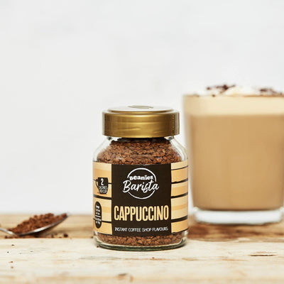 BEANIES Flavoured Instant Coffee Powder - Cappuccino Hot & Cold Coffee Makes 25 Cups 100% Arabica Light Roasted Coffee Sugar Free 50g. Bottle (Barista Cappuccino)