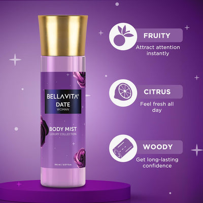 Bella Vita Luxury Date & Senorita Body Spray Mist Perfume Combo With Long Lasting Refreshing Floral & Fruity Fragrance Of Vanilla, Pomegranate & Mint For Women, 150ml Each