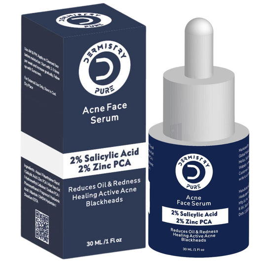 Dermistry Pure 2% Salicylic Acid 2% Zinc Face Serum for Oily Acne Prone Skin Removal Blackheads Whiteheads Pimples Scar Marks Healing Redness Dark Spots Removes Excess Sebum Oil Control UV Protection 30ml