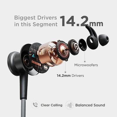 Boult Audio ZCharge Wireless in Ear Bluetooth Neckband with ENC Mic, 40H Playtime, Type-C Fast Charging (10Mins=15Hrs Playtime), Dual Pairing, Made in India, Biggest 14.2mm Drivers Ear Phones (Black)