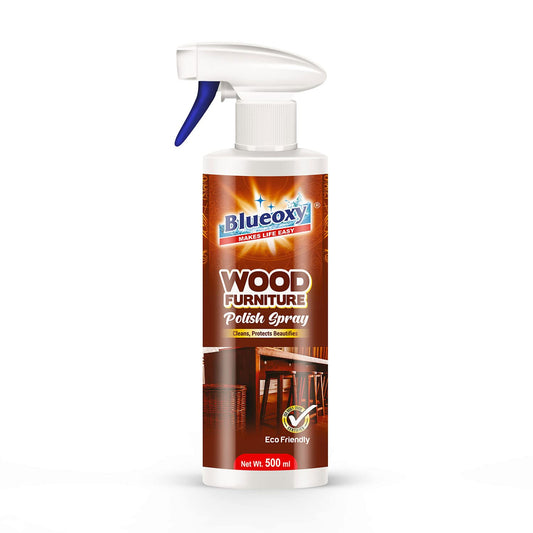 BLUEOXY Wood Polish |Furniture & Laminate| Cleaner| Polish |Cleanse Protects| Beautifies |Shiny Wood Furniture Surfaces| Gloss Finish| Orange Oil Base |Ecological Formulation| 500 ML| RTU Spray |QTY 1