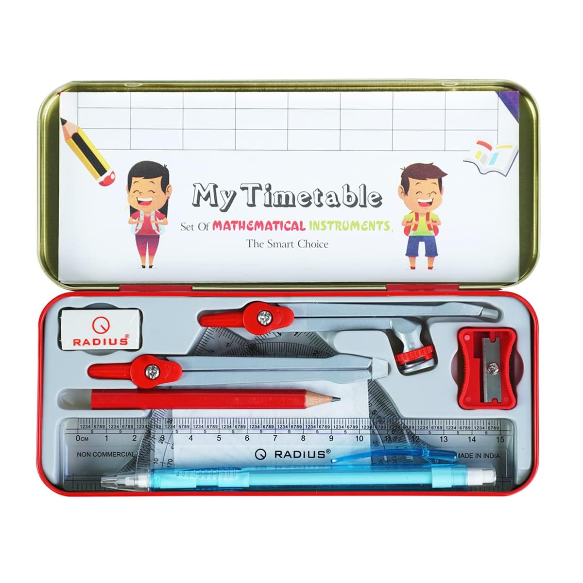 Radius Axis Mathematical Instrument Box - Red Box, Pack of 1 – Himkhand