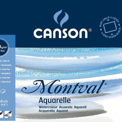 Canson Montval Watercolour 300 GSM Cold Pressed 19 x 24 cm Paper Block(White, 12 Sheets)