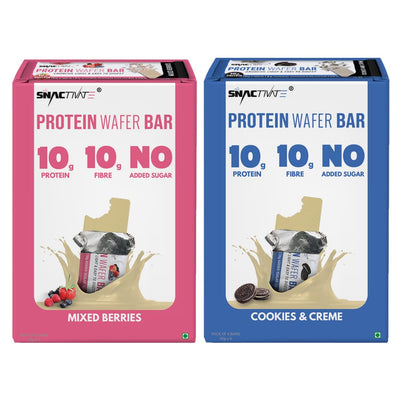 Snactivate Protein Wafer Bars Combo–Cookies & Creme and Mixed Berries (Pack of 12),10g Protein, 10g Fiber, Sugarfree, Gluten Free, Whey Protein, Keto Friendly, Energy Packed, Tasty & Crunchy in every bite, 12*40 gms