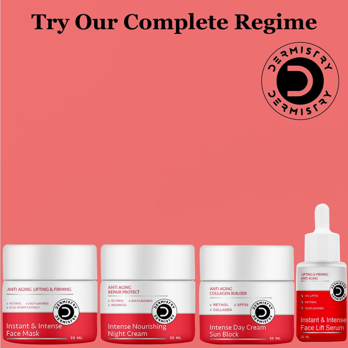 Dermistry Anti Aging Instant Skin Lifting Firming Tightening 4% Liftis Retinol Face Serum For Collagen Boost Ageing Wrinkles Fine lines Repair - 30ml