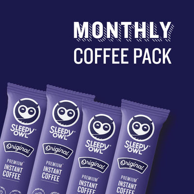 Sleepy Owl Original Freeze Dried Coffee Sachets | 60g - Pack of 30 x 2g Instant Coffee Powder Sachets | 100% Arabica Beans | Aromatic Coffee Pouch | Rich & Smooth | Easy to Use & Carry