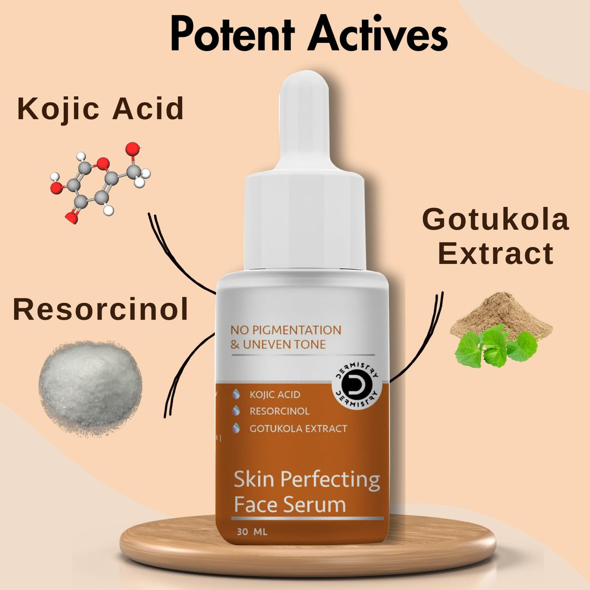 Dermistry 2% Kojic Acid Pigmentation Dark Spots Tan Removal Face Serum, Skin Lightening Brightening Glowing Fairness Glow Men Women, Removes Melasma Blemishes Acne Marks Uneven Tone Tanning