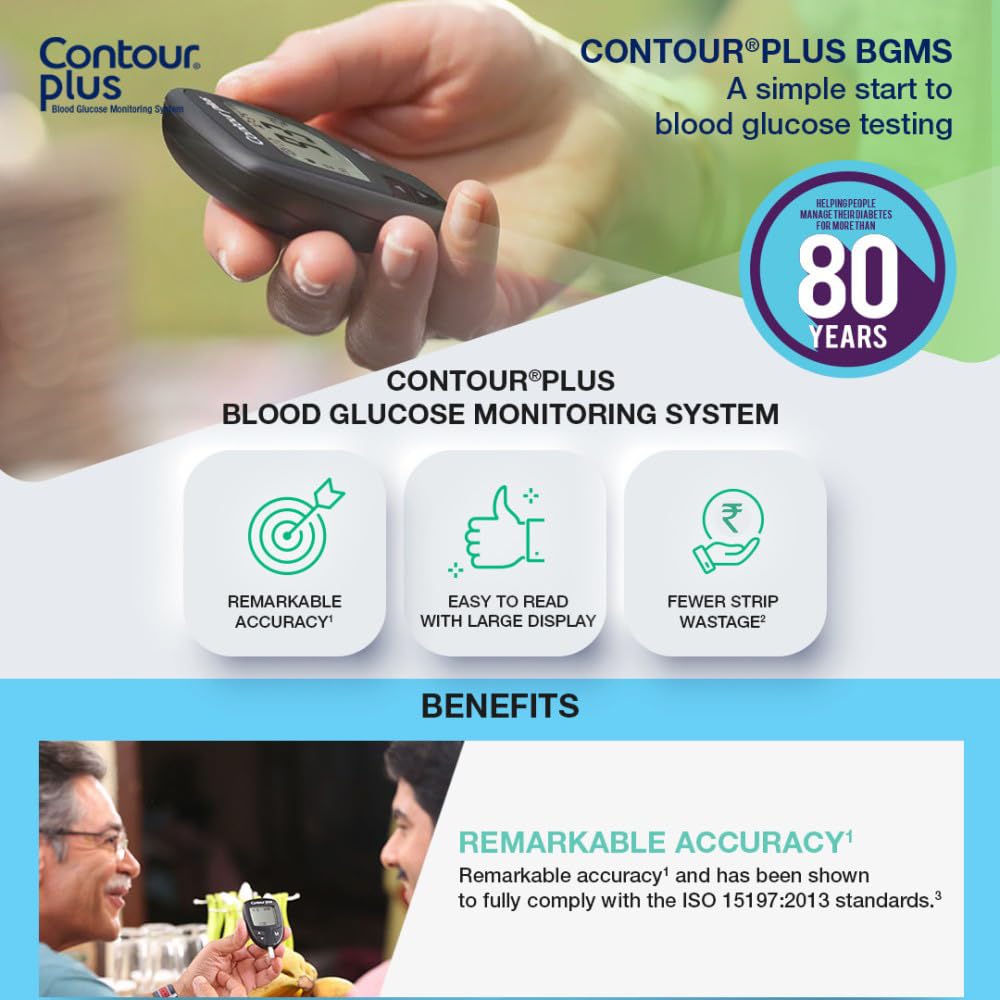 Contour Plus Blood Glucose Monitor, Glucometer with 25 Free Test Strips | Accurate Diabetes Testing Kit.