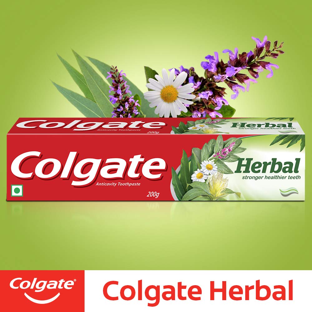 Colgate Herbal Toothpaste, Goodness of Natural Ingredients for Healthy Teeth, 800g, 200g X 4