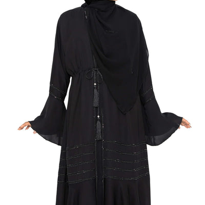 BURAQUE DESIGNER Nida fabric Free Size Muslim Burqa/Abaya & Burkha Dress for Muslim women and Girl's (P03-Black Stone-Burkha)