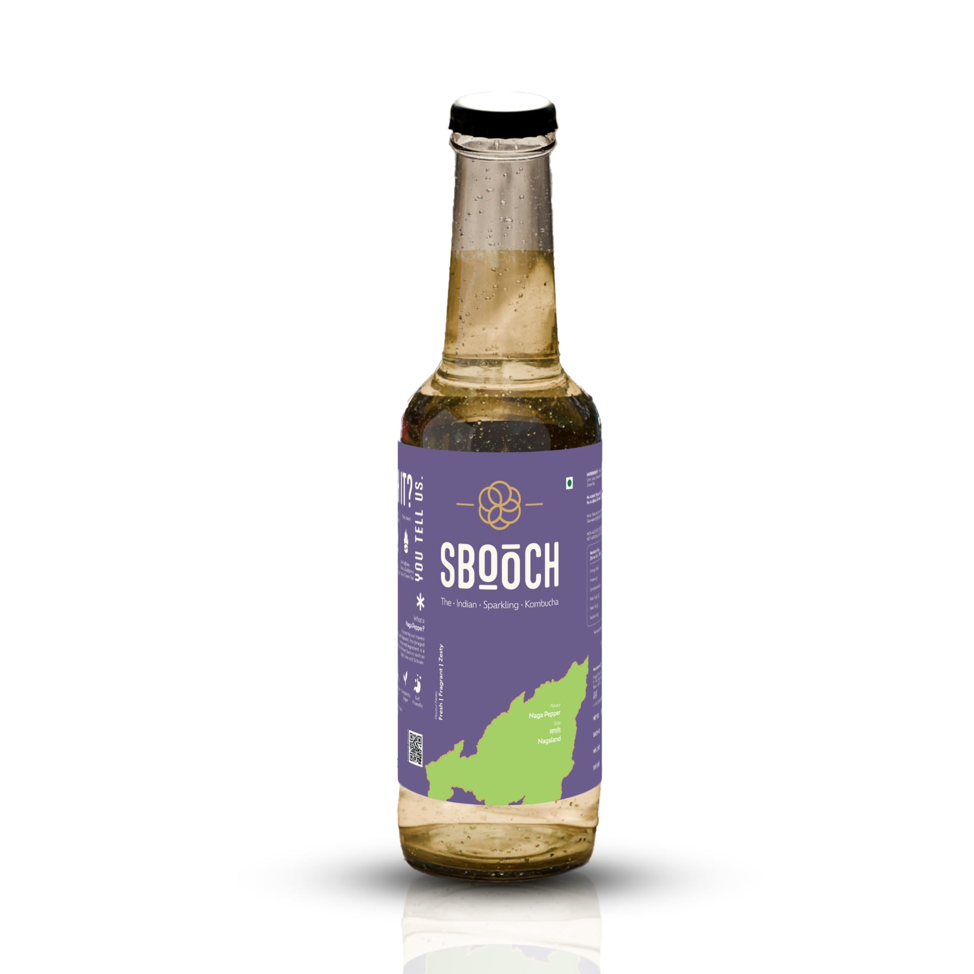 SBOOCH - Indian Sparkling Kombucha Tea | Naga Pepper Flavor |275ml Pack of 6| Gut-Friendly Beverage | Antioxidant-Rich Zero Preservatives | Alcohol-Free Fermented Tea | Vegan & Gluten-Free