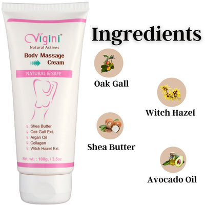 Vigini Natural Actives Bosom Body Massage Cream for Women Health Suplement, Fenugreek Witch Hazel Ext, Avocado Moroccan and Argan Oil for Sulphate Paraben Free