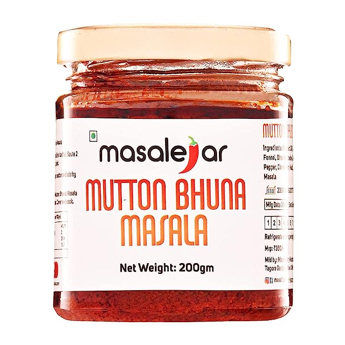 Masalejar Ready to Cook Mutton Bhuna Masala Spice Mix 200gm Serves 5-6 | Chicken Bhuna Masala | Just Mix & Cook | No added Preservatives (Pack of 1)