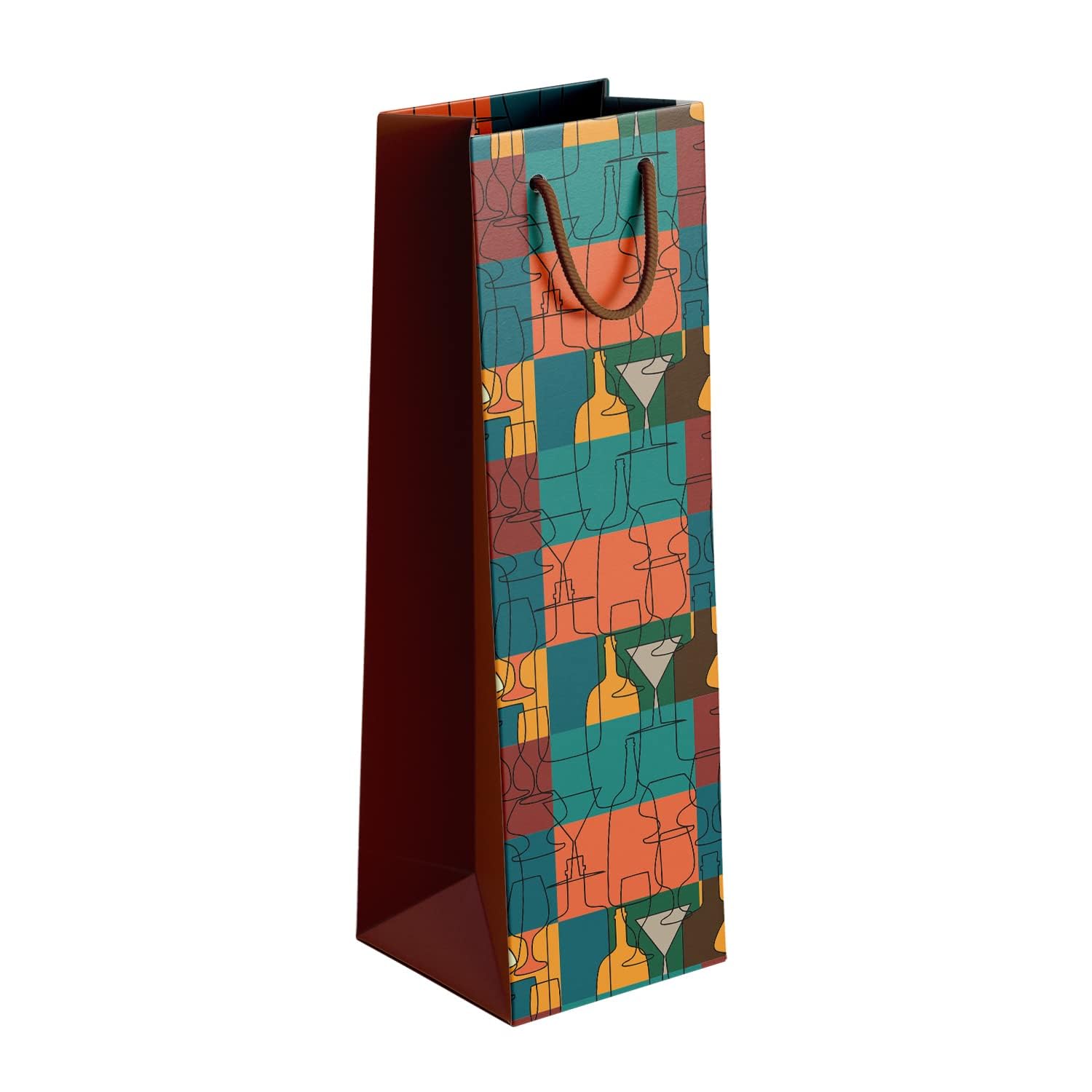 PaperPep Multicolor Barrel & Bottles 14"X4.85"X3.65" Wine Paper Bag Pack of 1