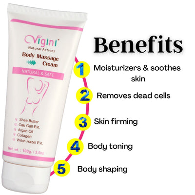 Vigini Natural Actives Bosom Body Massage Cream for Women Health Suplement, Fenugreek Witch Hazel Ext, Avocado Moroccan and Argan Oil for Sulphate Paraben Free