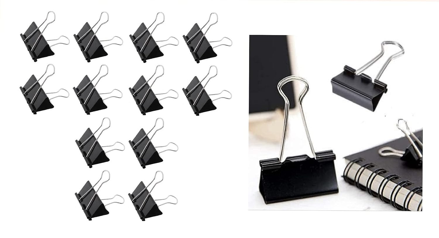 ODDY Nickel Plated-Rust Resistant 32 mm Black Binder Clip (Pack of 24 pcs)