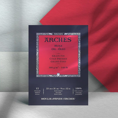 Arches Oil 300 GSM Cold Pressed White 23 x 31 cm Paper Pad, 12 Sheets