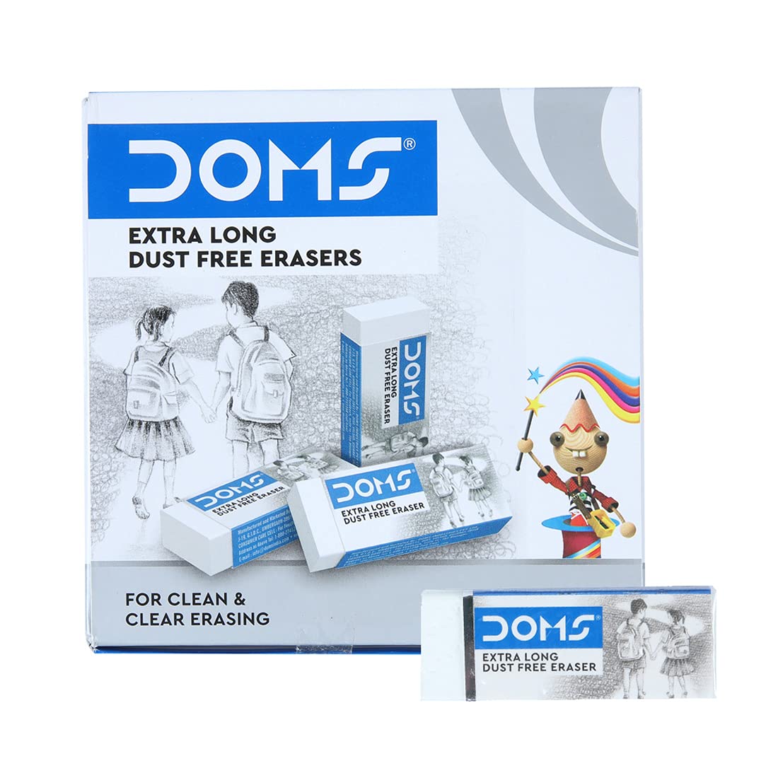 Doms Non-Toxic Dust Free Extra Long Eraser Box Pack