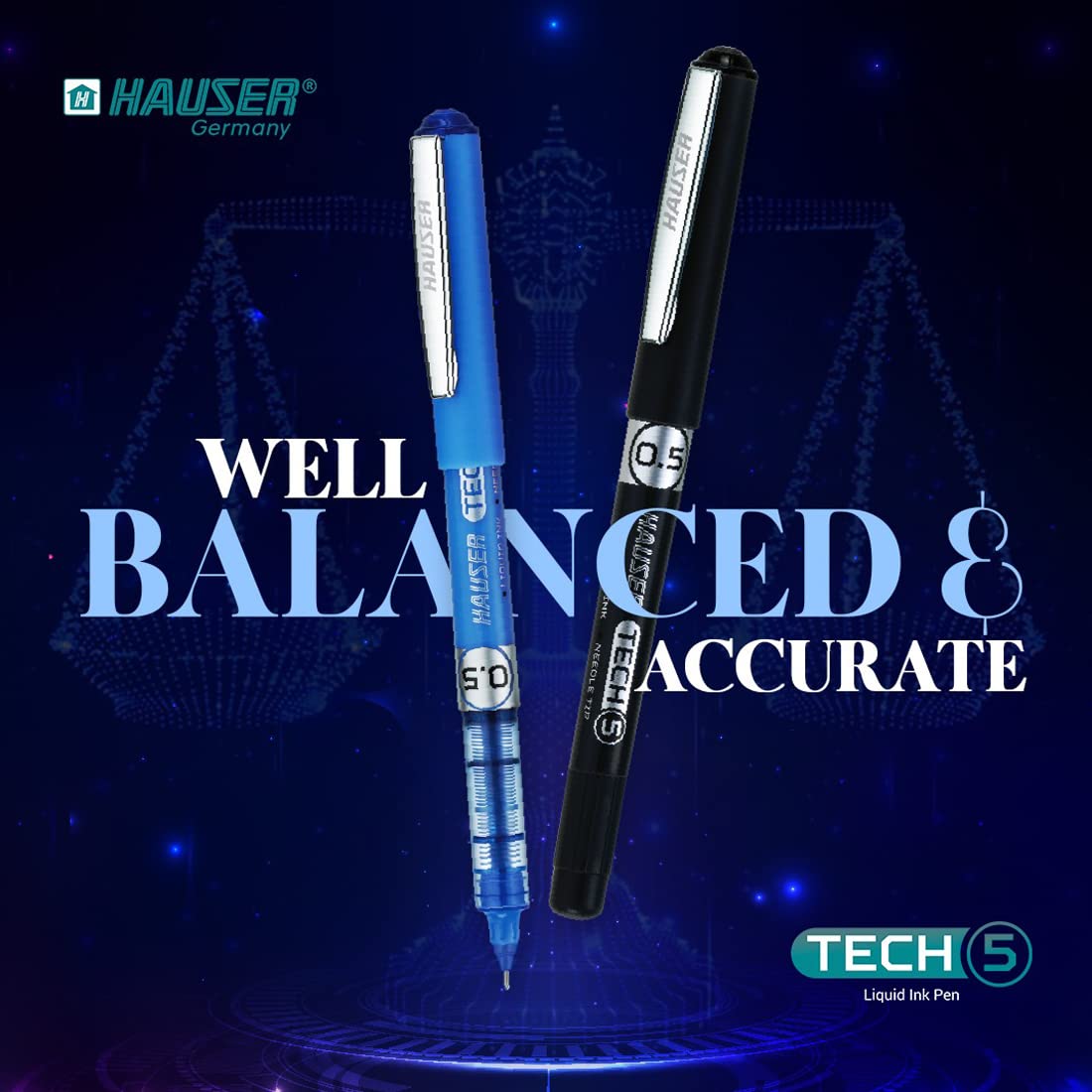 Hauser Tech 5 Gel Pen - Blue Ink